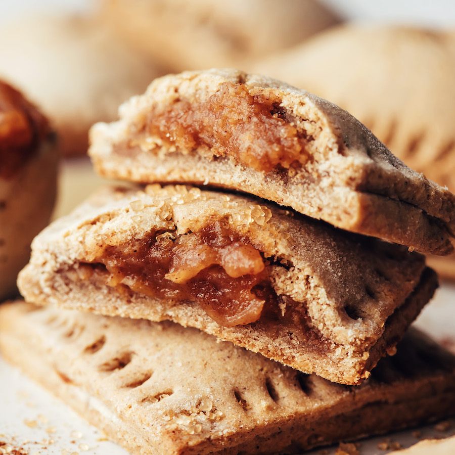 Stack of gluten-free pop tarts filled with apple butter