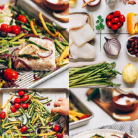 Photos of the process of making our Easy Baked Cod with Spring Vegetables