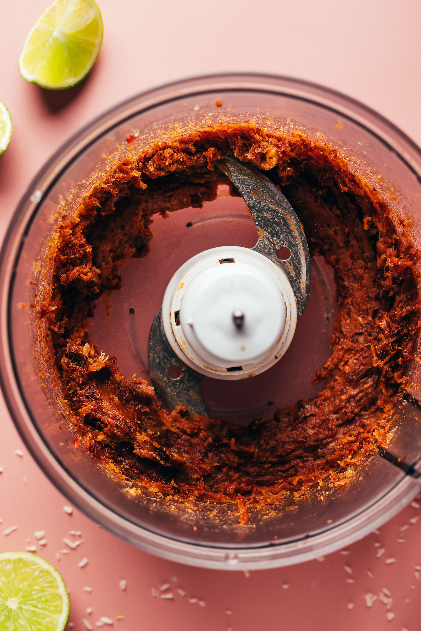 Blended dates in a food processor