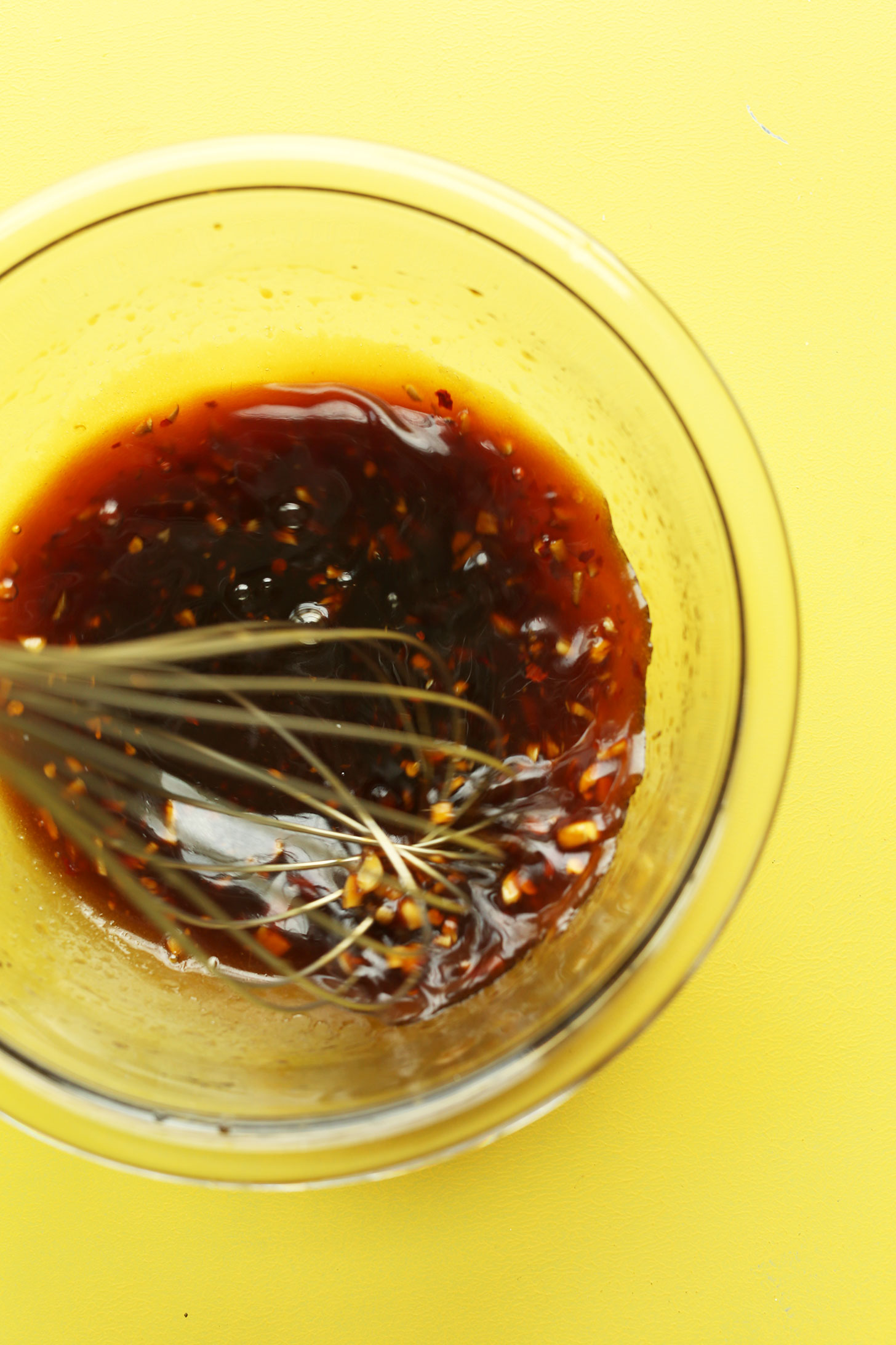 Whisking together sauce ingredients for making our simple Portobello Mushroom Stir Fry recipe